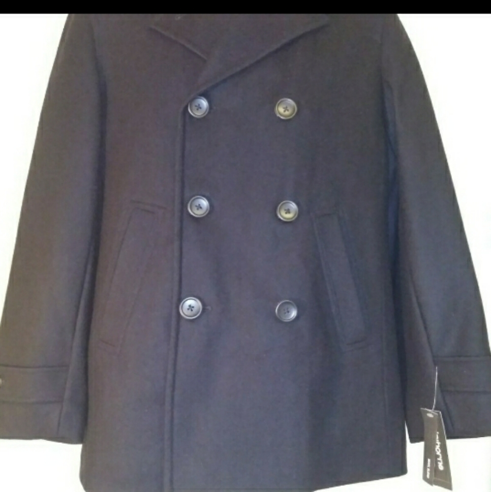 Claiborne Mens Double Breasted Pea Coat Si…